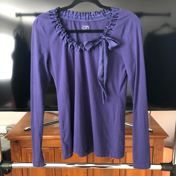 Ann Taylor Loft scoop neck long sleeve top - Picture 1 of 5